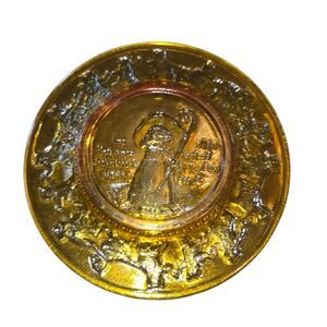 Tiara Indiana Glass Vintage Amber Nursery Rhyme Glass Plate Little Bo-Peep 6.5"
